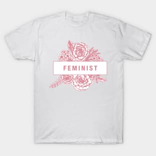 Floral FEMINIST Sticker T-Shirt